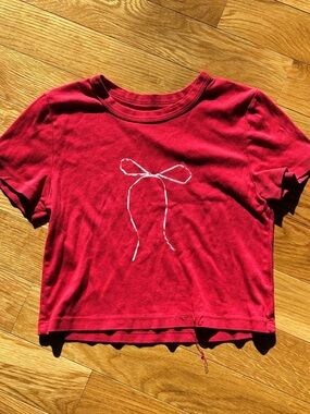 PacSun Red Baby Tee with White Bow